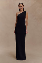 Milena One Shoulder Crepe Maxi Dress - Black